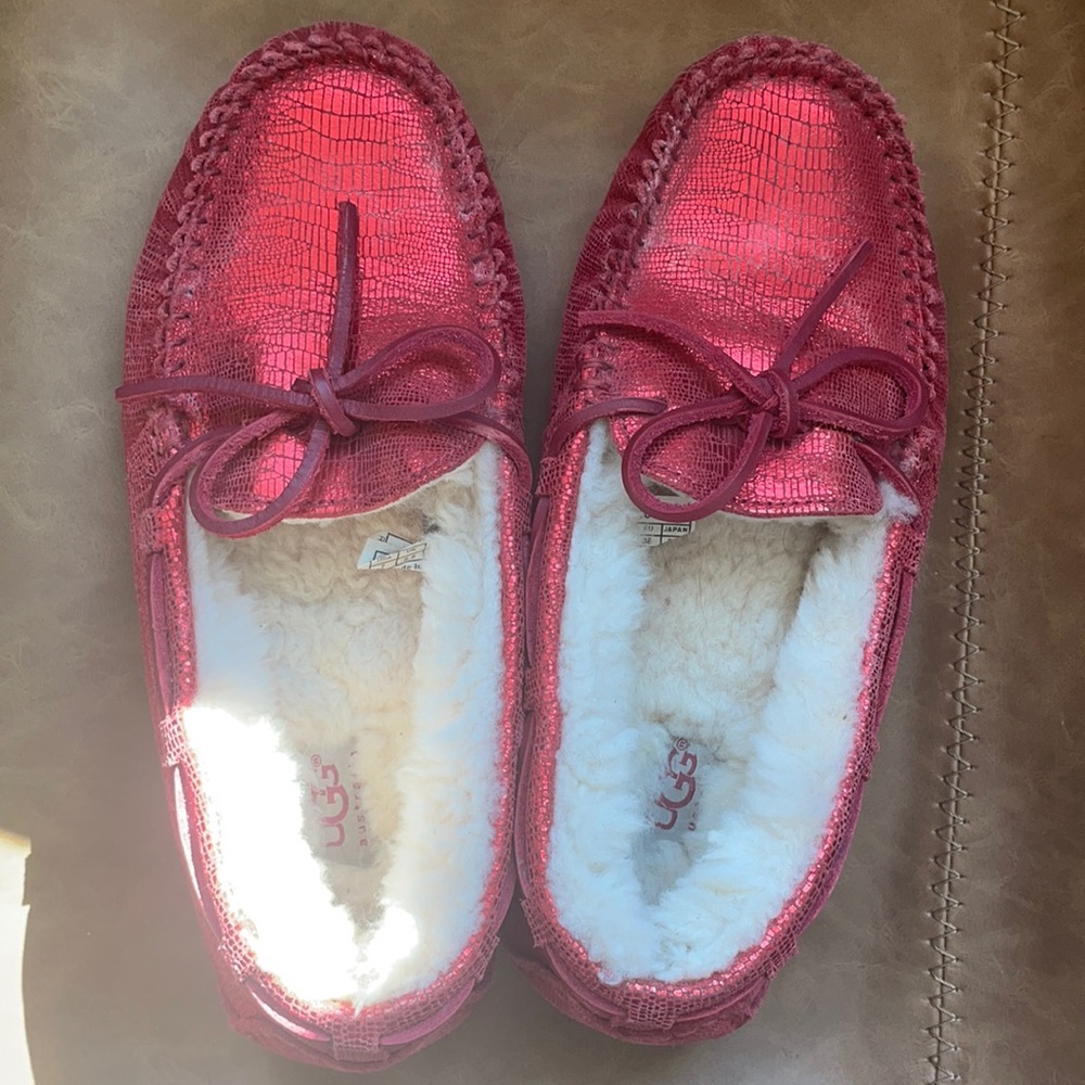 UGG moccasins, size 7, red